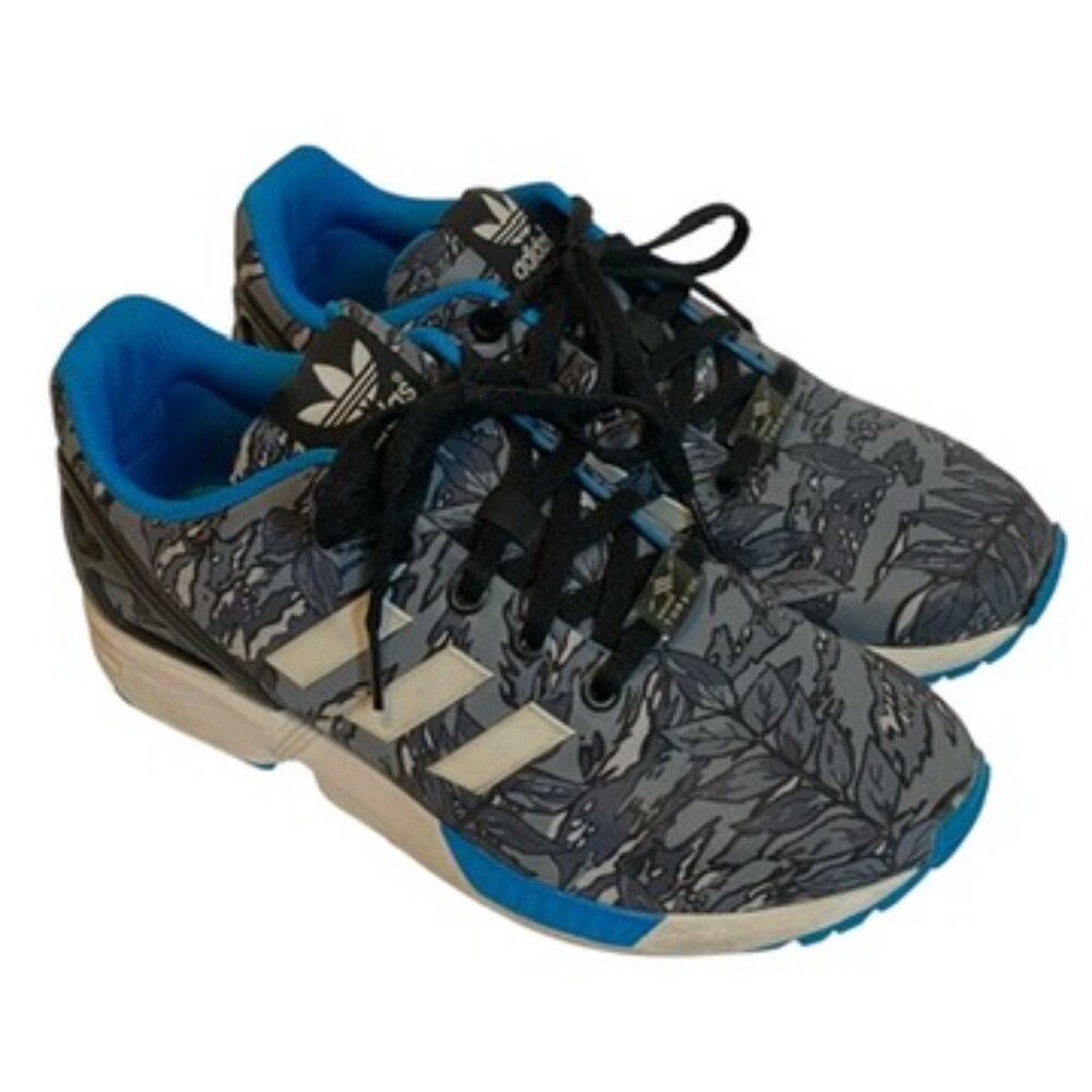 Adidas Torsion ZX FLUX Womens Sneakers Size 5 Blue Grey Foliage Print